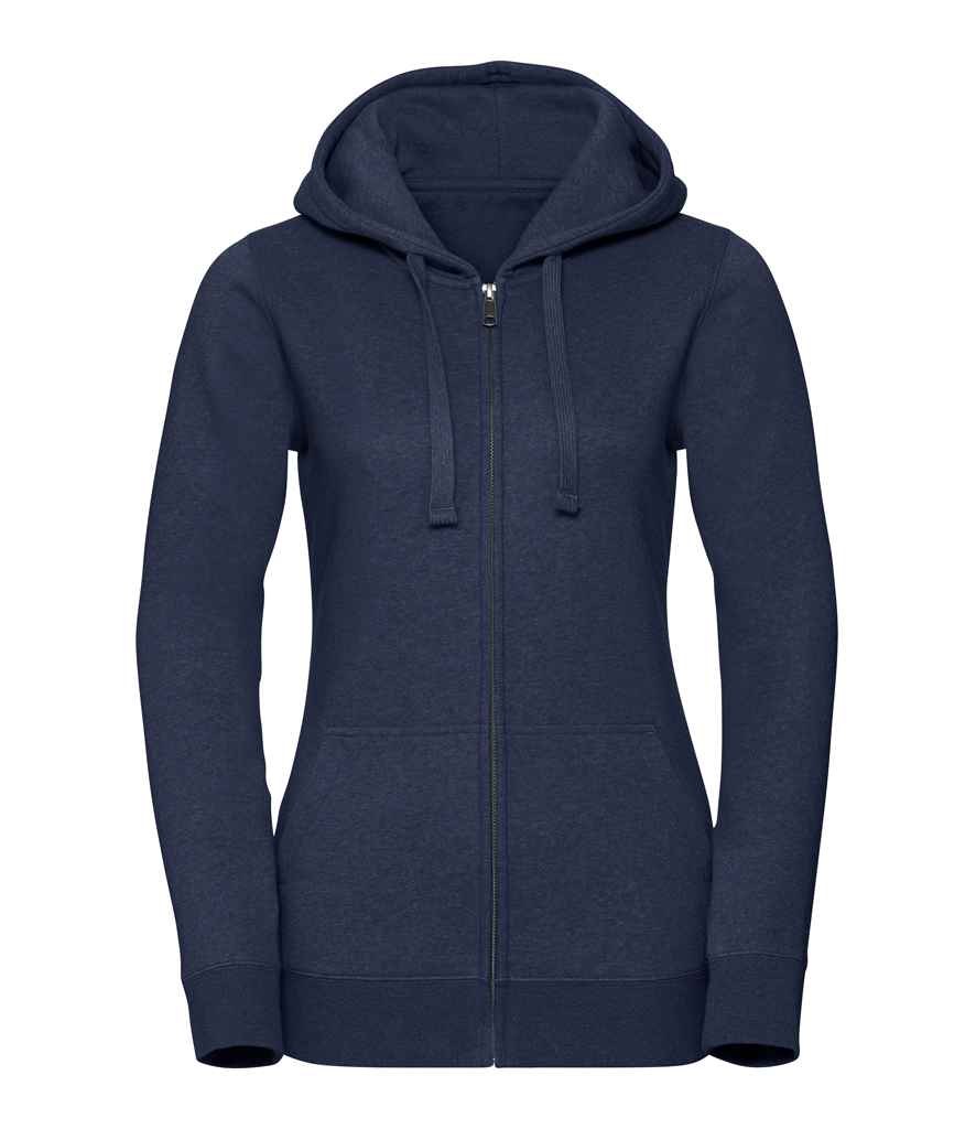 Russell Ladies Authentic Melange Zip Hoodie in Indigo Melange by Russell — Custom branded clothing by Print Press, featuring premium embroidery produced in our specialist print lab in the UK.
