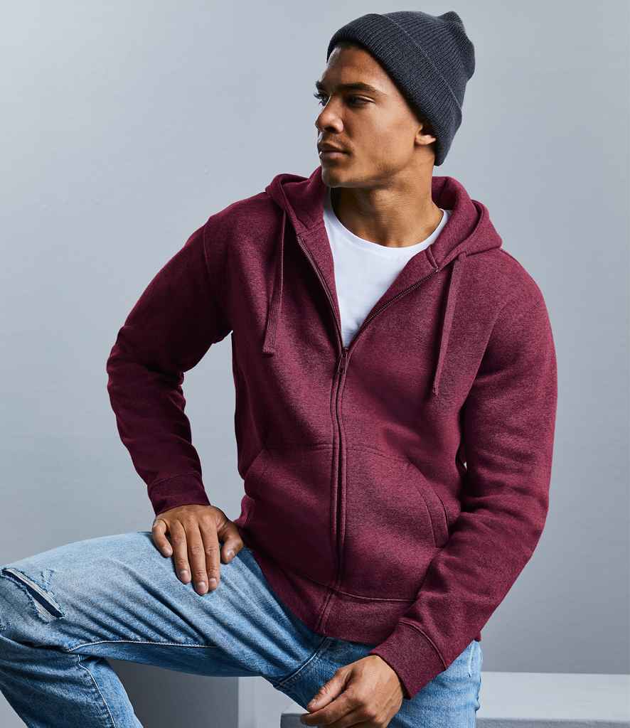 Russell Authentic Melange Zip Hoodie in Burgundy Melange by Russell — Custom branded clothing by Print Press, featuring premium embroidery produced in our specialist print lab in the UK.
