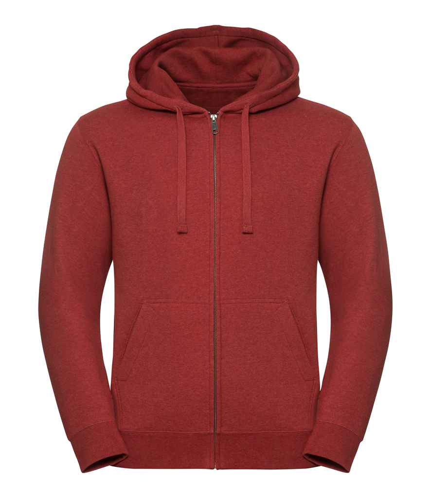 Russell Authentic Melange Zip Hoodie in Brick Red Melange by Russell — Custom branded clothing by Print Press, featuring premium embroidery produced in our specialist print lab in the UK.