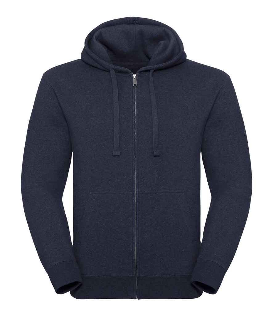 Russell Authentic Melange Zip Hoodie in Indigo Melange by Russell — Custom branded clothing by Print Press, featuring premium embroidery produced in our specialist print lab in the UK.
