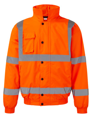 Hi Vis Bomber Jacket in ORANGE by FORT — Custom branded clothing by Print Press, featuring premium embroidery produced in our specialist print lab in the UK.