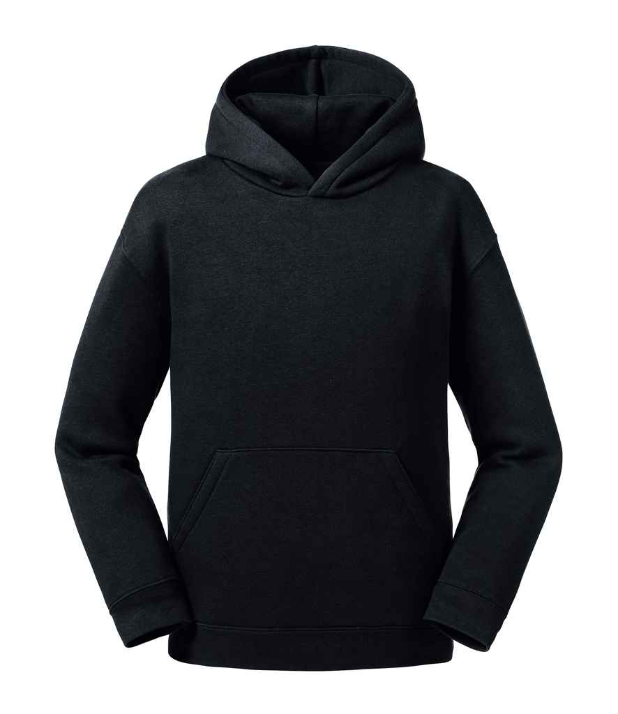 Russell Kids Authentic Hooded Sweatshirt in Black by Russell — Custom branded clothing by Print Press, featuring premium embroidery produced in our specialist print lab in the UK.