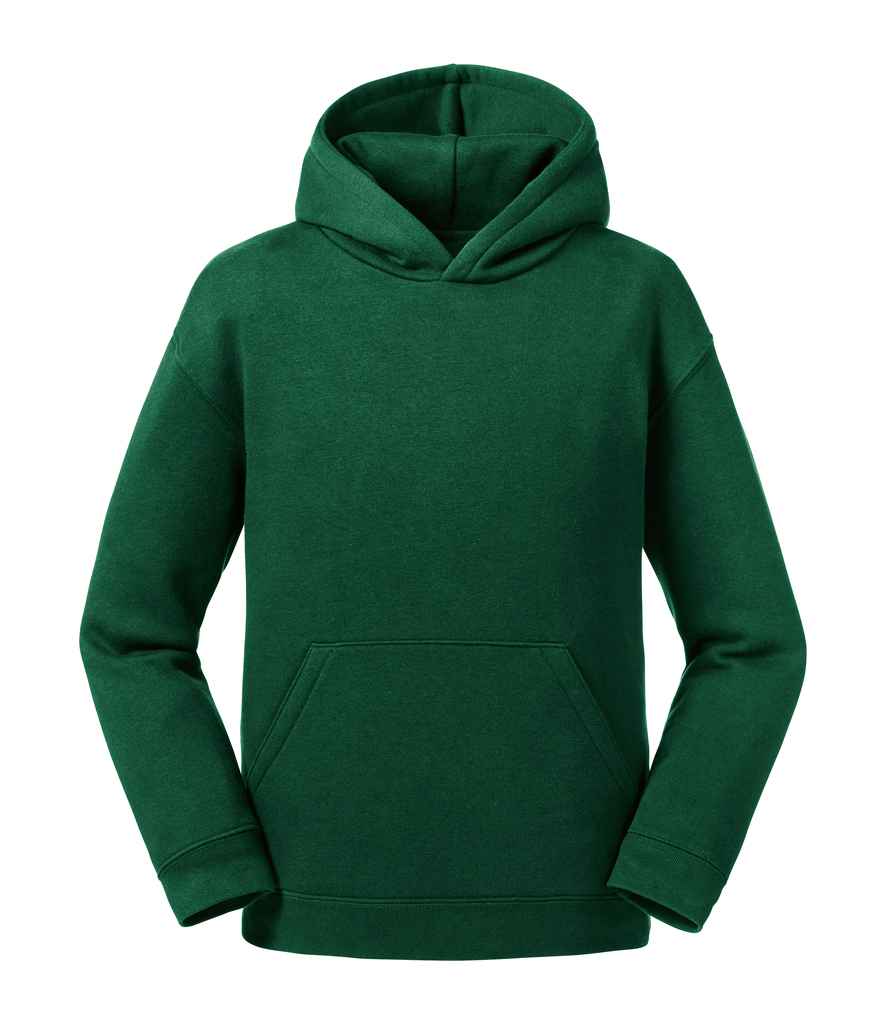 Russell Kids Authentic Hooded Sweatshirt in Bottle Green by Russell — Custom branded clothing by Print Press, featuring premium embroidery produced in our specialist print lab in the UK.