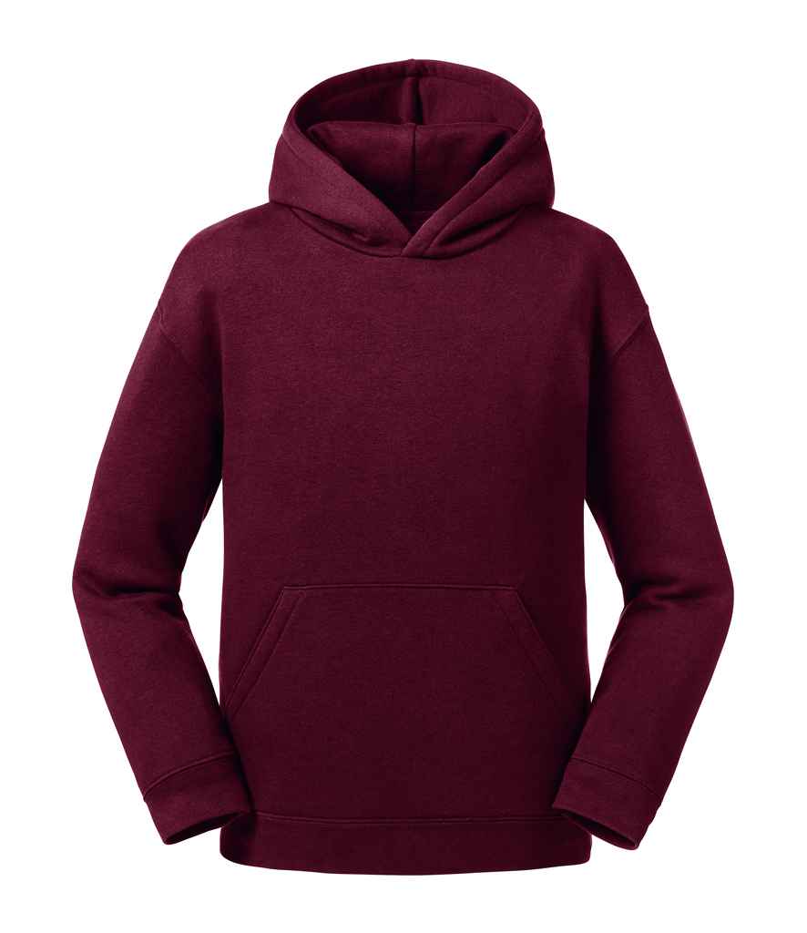 Russell Kids Authentic Hooded Sweatshirt in Burgundy by Russell — Custom branded clothing by Print Press, featuring premium embroidery produced in our specialist print lab in the UK.
