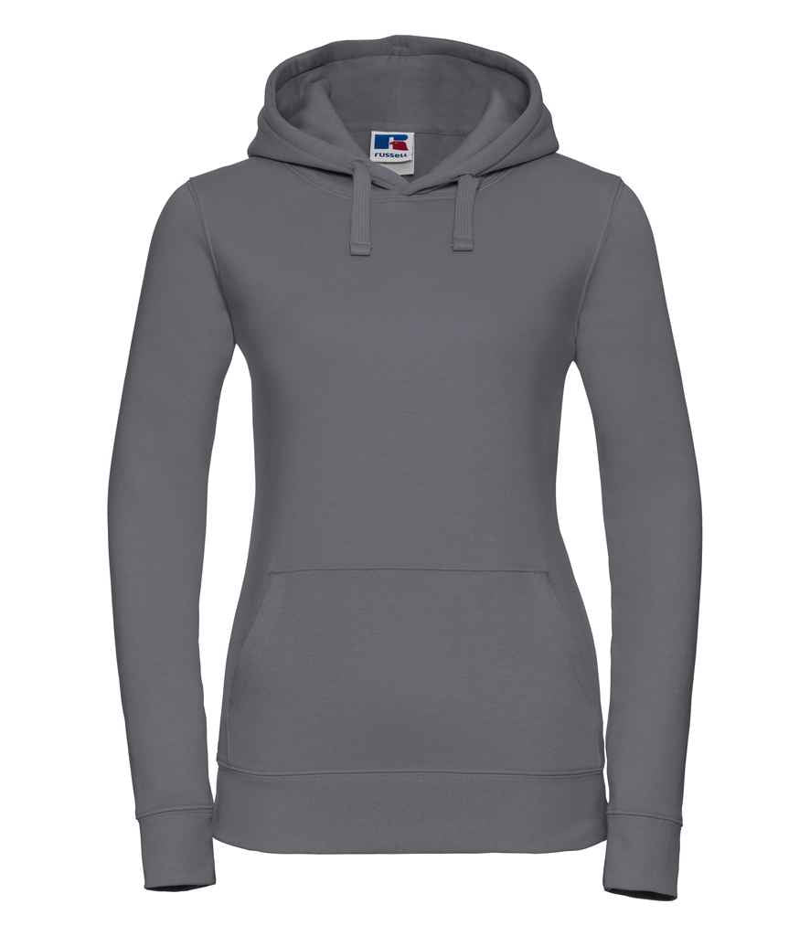 Russell Ladies Authentic Hooded Sweatshirt in Convoy Grey by Russell — Custom branded clothing by Print Press, featuring premium embroidery produced in our specialist print lab in the UK.