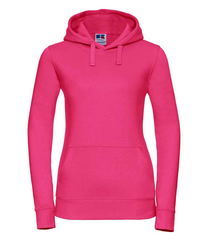 Russell Ladies Authentic Hooded Sweatshirt in Fuchsia by Russell — Custom branded clothing by Print Press, featuring premium embroidery produced in our specialist print lab in the UK.