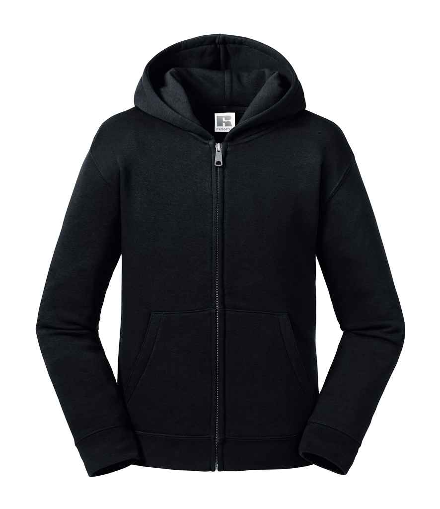 Russell Kids Authentic Zip Hooded Sweatshirt in Black by Russell — Custom branded clothing by Print Press, featuring premium embroidery produced in our specialist print lab in the UK.