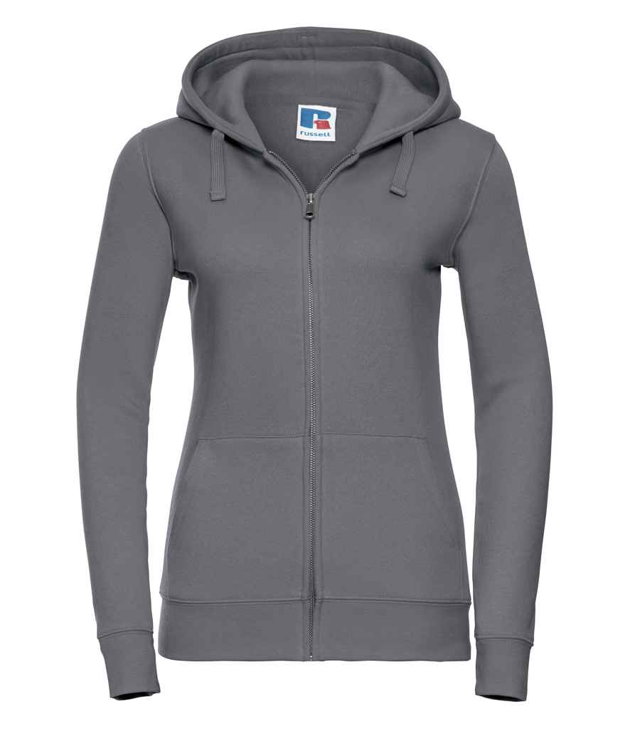 Russell Ladies Authentic Zip Hooded Sweatshirt in Convoy Grey by Russell — Custom branded clothing by Print Press, featuring premium embroidery produced in our specialist print lab in the UK.