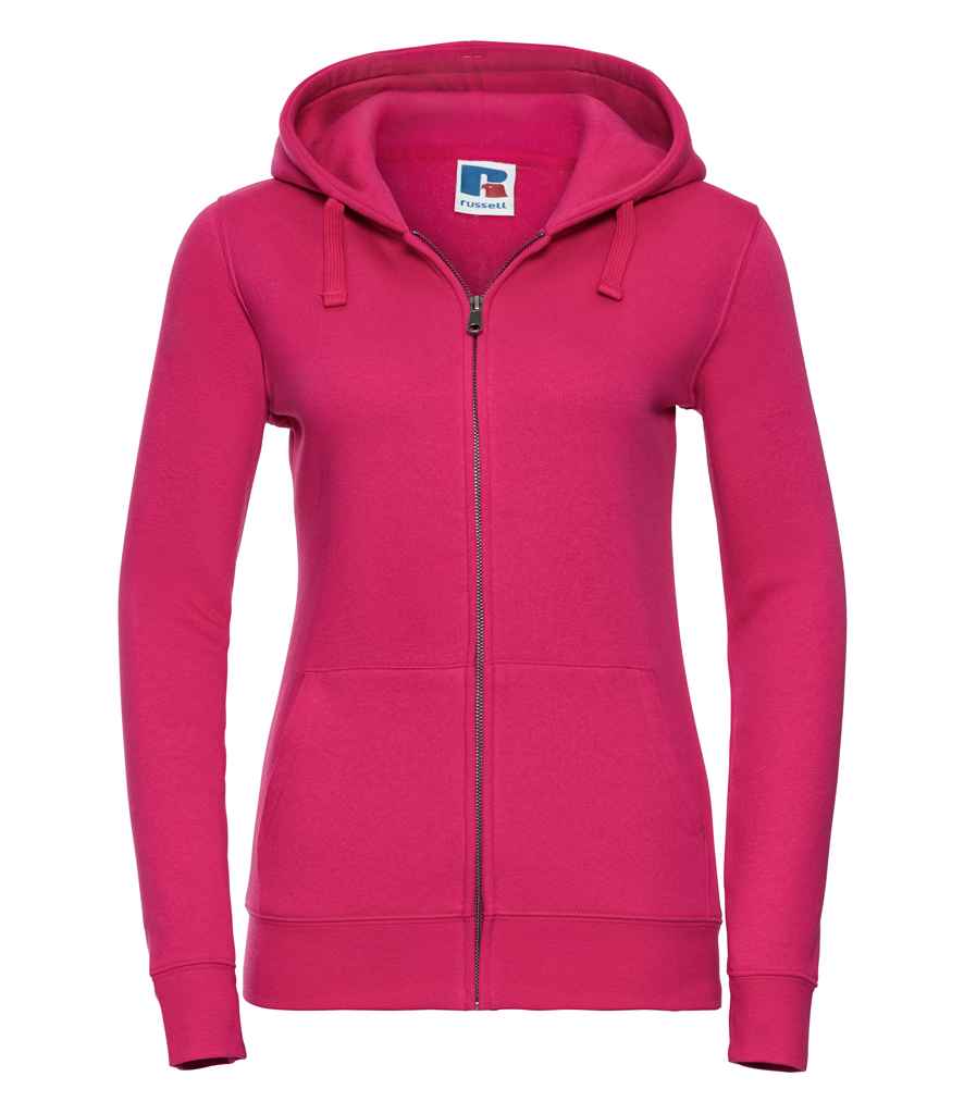 Russell Ladies Authentic Zip Hooded Sweatshirt in Fuchsia by Russell — Custom branded clothing by Print Press, featuring premium embroidery produced in our specialist print lab in the UK.