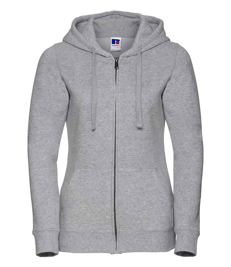 Russell Ladies Authentic Zip Hooded Sweatshirt in Light Oxford by Russell — Custom branded clothing by Print Press, featuring premium embroidery produced in our specialist print lab in the UK.