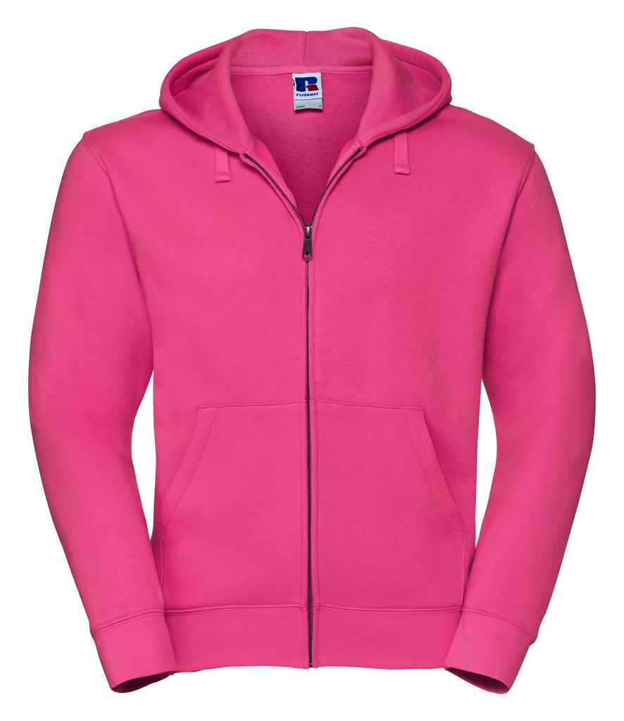 Russell Authentic Zip Hooded Sweatshirt in Fuchsia by Russell — Custom branded clothing by Print Press, featuring premium embroidery produced in our specialist print lab in the UK.