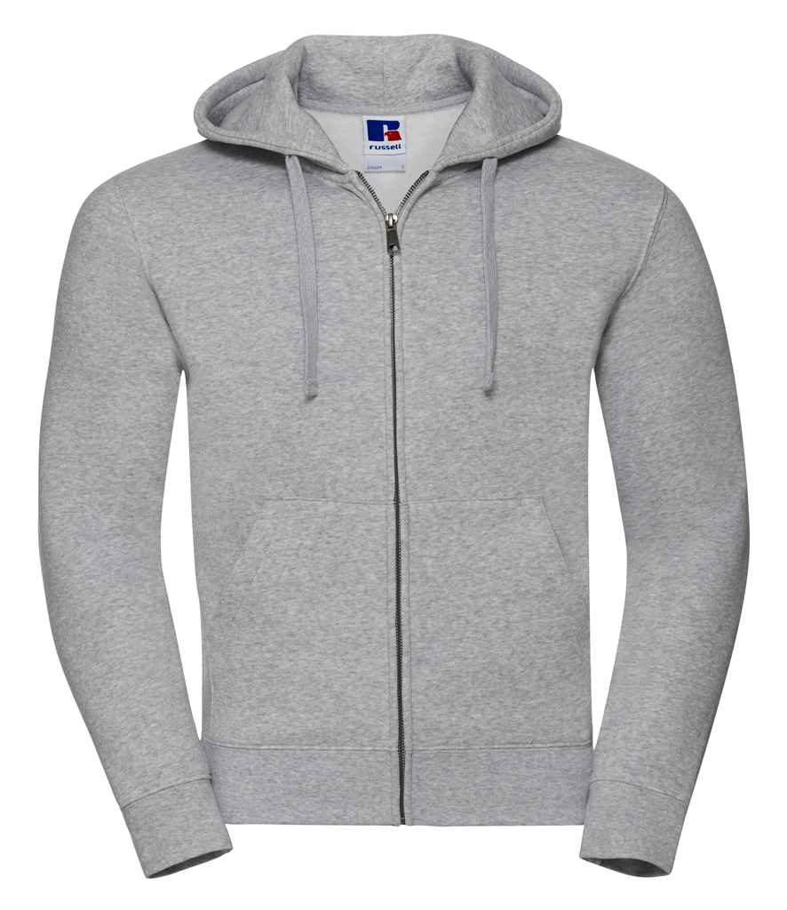 Russell Authentic Zip Hooded Sweatshirt in Light Oxford by Russell — Custom branded clothing by Print Press, featuring premium embroidery produced in our specialist print lab in the UK.