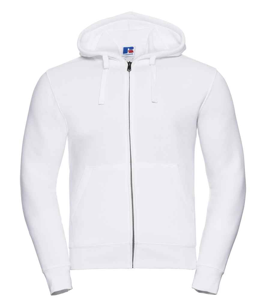 Russell Authentic Zip Hooded Sweatshirt in White by Russell — Custom branded clothing by Print Press, featuring premium embroidery produced in our specialist print lab in the UK.