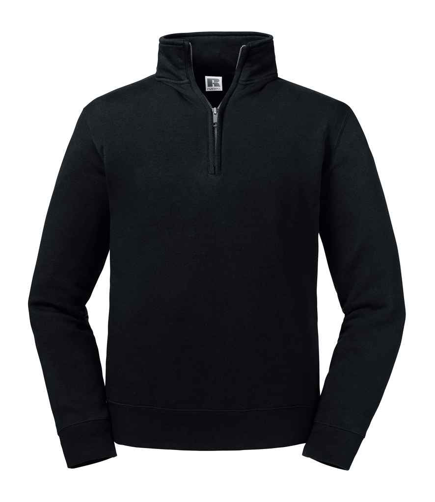 Russell Authentic Zip Neck Sweatshirt in Black by Russell — Custom branded clothing by Print Press, featuring premium embroidery produced in our specialist print lab in the UK.