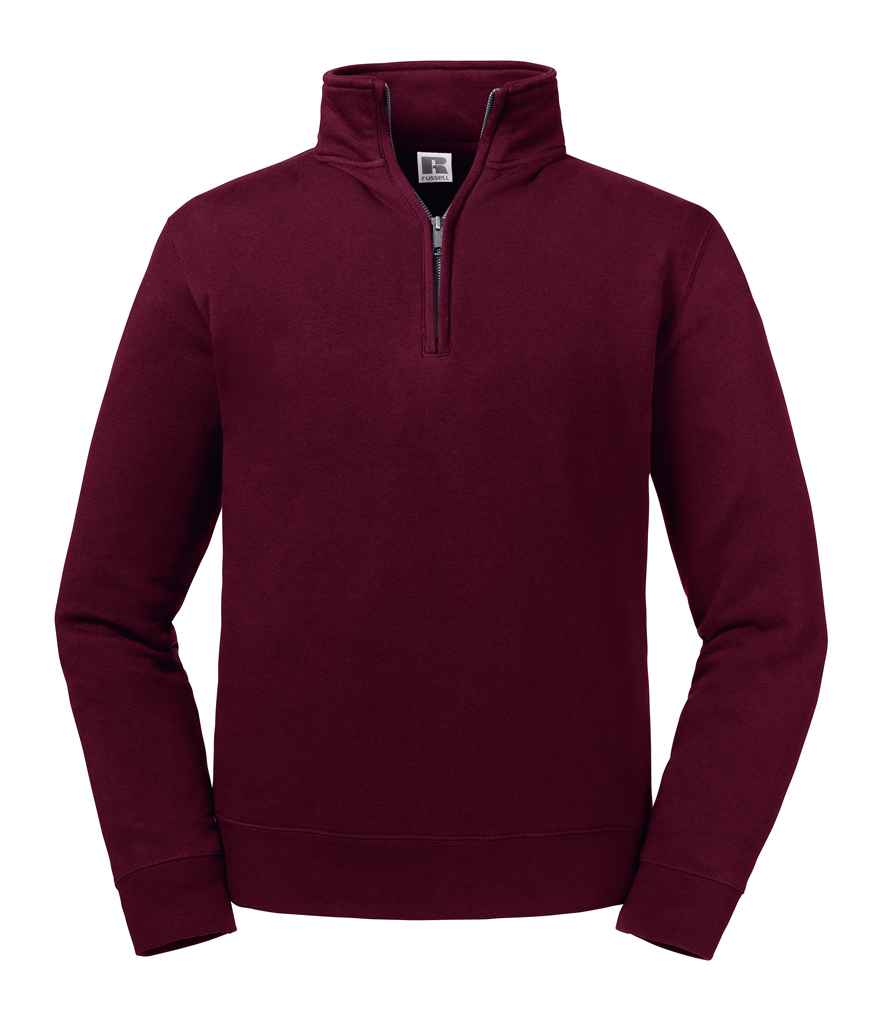 Russell Authentic Zip Neck Sweatshirt in Burgundy by Russell — Custom branded clothing by Print Press, featuring premium embroidery produced in our specialist print lab in the UK.
