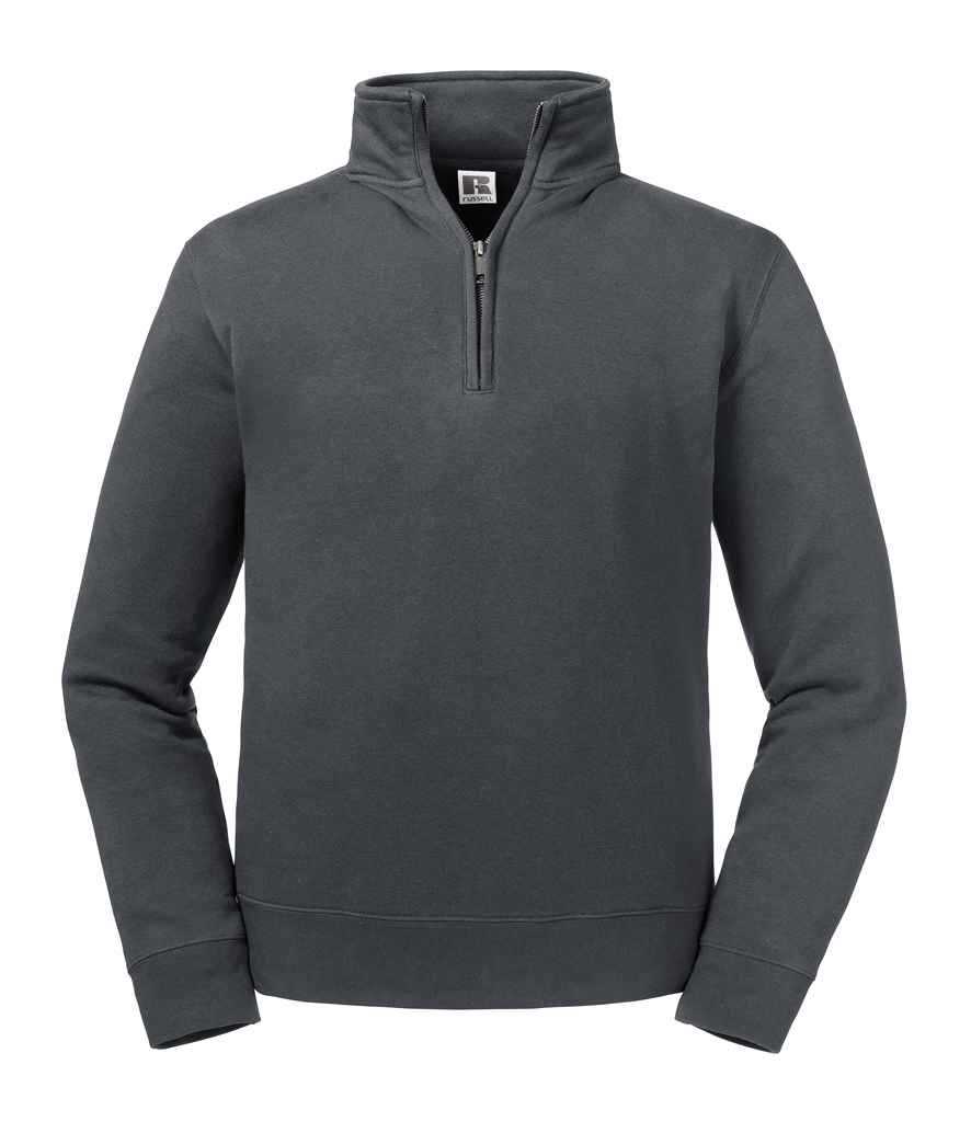 Russell Authentic Zip Neck Sweatshirt in Convoy Grey by Russell — Custom branded clothing by Print Press, featuring premium embroidery produced in our specialist print lab in the UK.