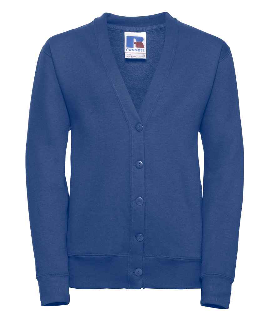 Russell Schoolgear Kids Sweat Cardigan in Bright Royal by Russell — Custom branded clothing by Print Press, featuring premium embroidery produced in our specialist print lab in the UK.