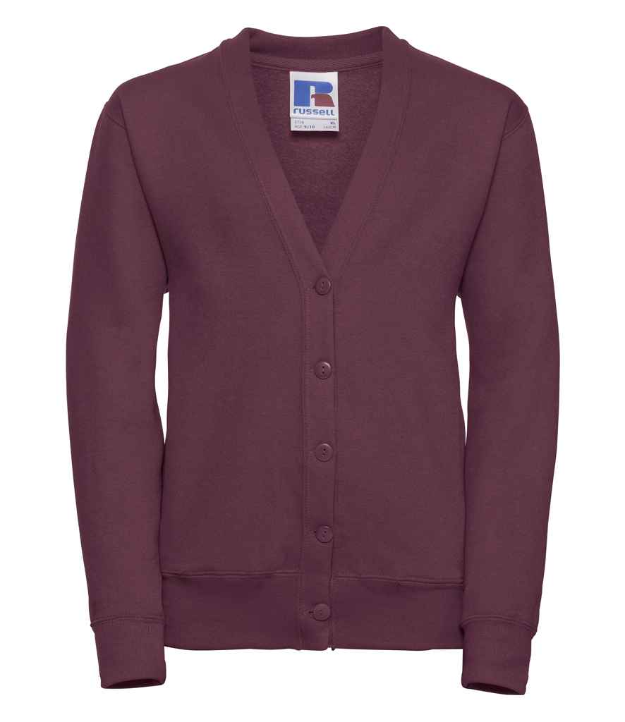 Russell Schoolgear Kids Sweat Cardigan in by Russell — Custom branded clothing by Print Press, featuring premium embroidery produced in our specialist print lab in the UK.