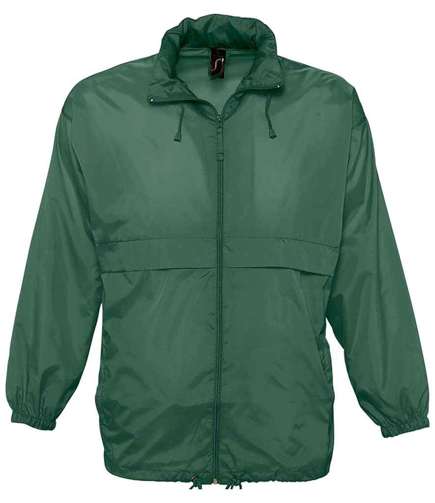 SOL'S Unisex Surf Windbreaker Jacket in Forest Green by SOL'S — Custom branded clothing by Print Press, featuring premium embroidery produced in our specialist print lab in the UK.