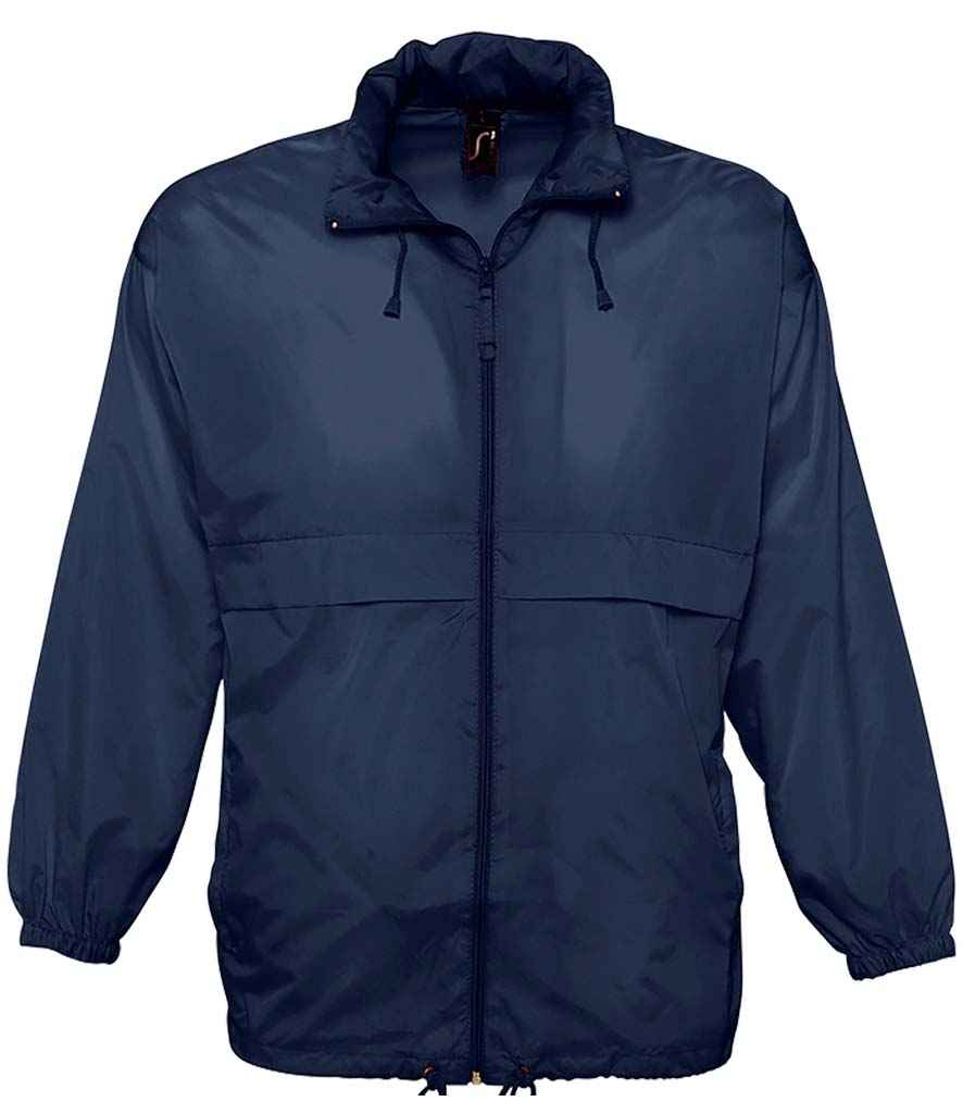 SOL'S Unisex Surf Windbreaker Jacket in Navy by SOL'S — Custom branded clothing by Print Press, featuring premium embroidery produced in our specialist print lab in the UK.