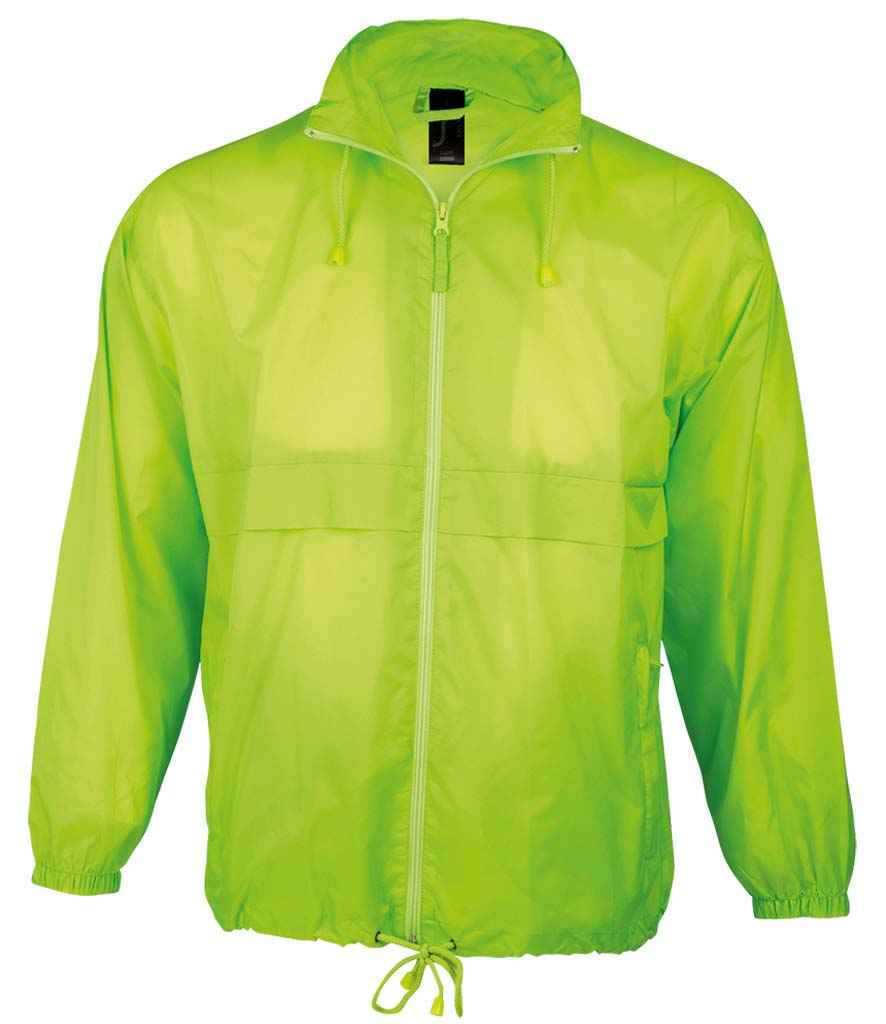 SOL'S Unisex Surf Windbreaker Jacket in Neon Lime by SOL'S — Custom branded clothing by Print Press, featuring premium embroidery produced in our specialist print lab in the UK.