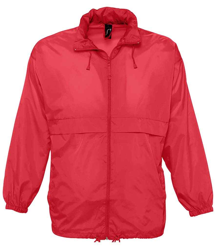 SOL'S Unisex Surf Windbreaker Jacket in Red by SOL'S — Custom branded clothing by Print Press, featuring premium embroidery produced in our specialist print lab in the UK.