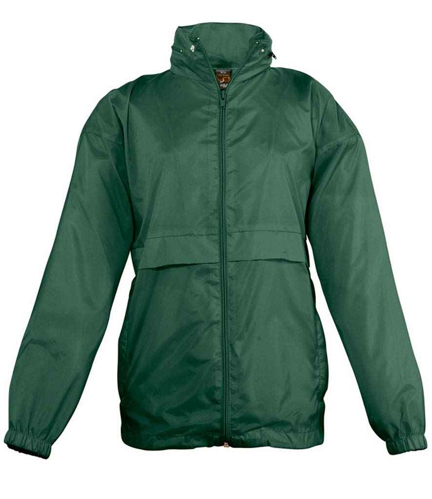 SOL'S Kids Surf Windbreaker Jacket in Forest Green by SOL'S — Custom branded clothing by Print Press, featuring premium embroidery produced in our specialist print lab in the UK.