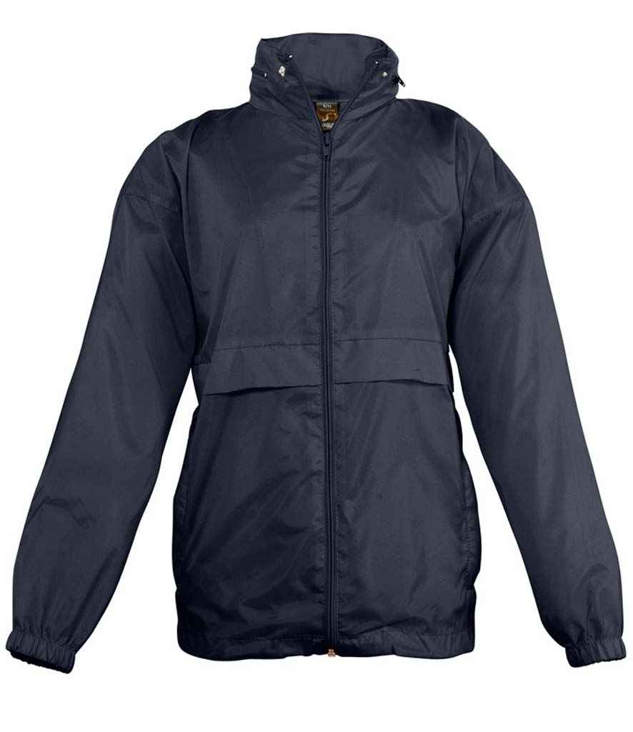 SOL'S Kids Surf Windbreaker Jacket in Navy by SOL'S — Custom branded clothing by Print Press, featuring premium embroidery produced in our specialist print lab in the UK.