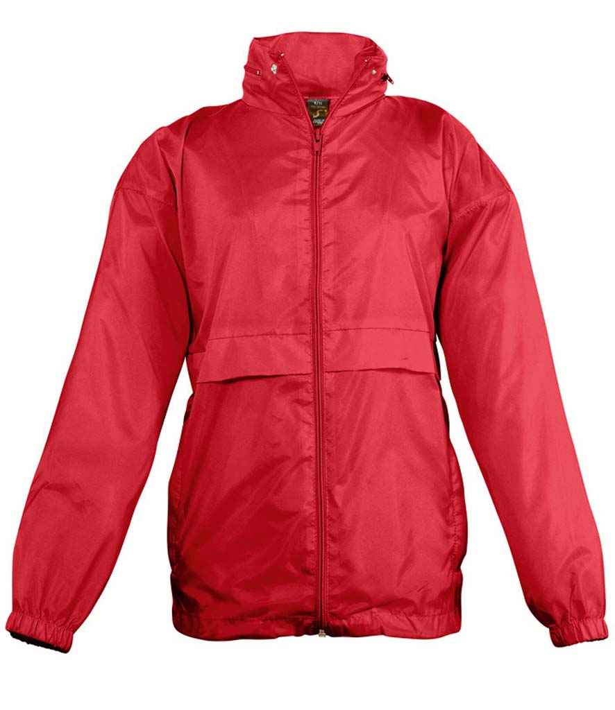 SOL'S Kids Surf Windbreaker Jacket in Red by SOL'S — Custom branded clothing by Print Press, featuring premium embroidery produced in our specialist print lab in the UK.
