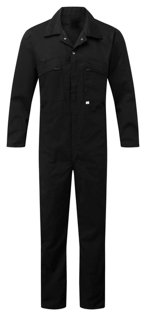 Fort Zip Front Coverall in BLACK by FORT — Custom branded clothing by Print Press, featuring premium embroidery produced in our specialist print lab in the UK.