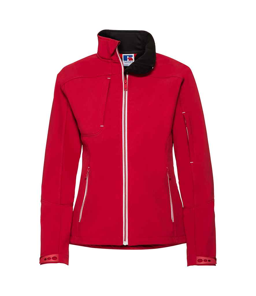 Russell Ladies Bionic Soft Shell Jacket in Classic Red by Russell — Custom branded clothing by Print Press, featuring premium embroidery produced in our specialist print lab in the UK.