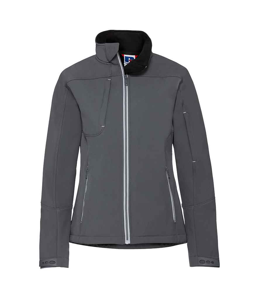 Russell Ladies Bionic Soft Shell Jacket in by Russell — Custom branded clothing by Print Press, featuring premium embroidery produced in our specialist print lab in the UK.