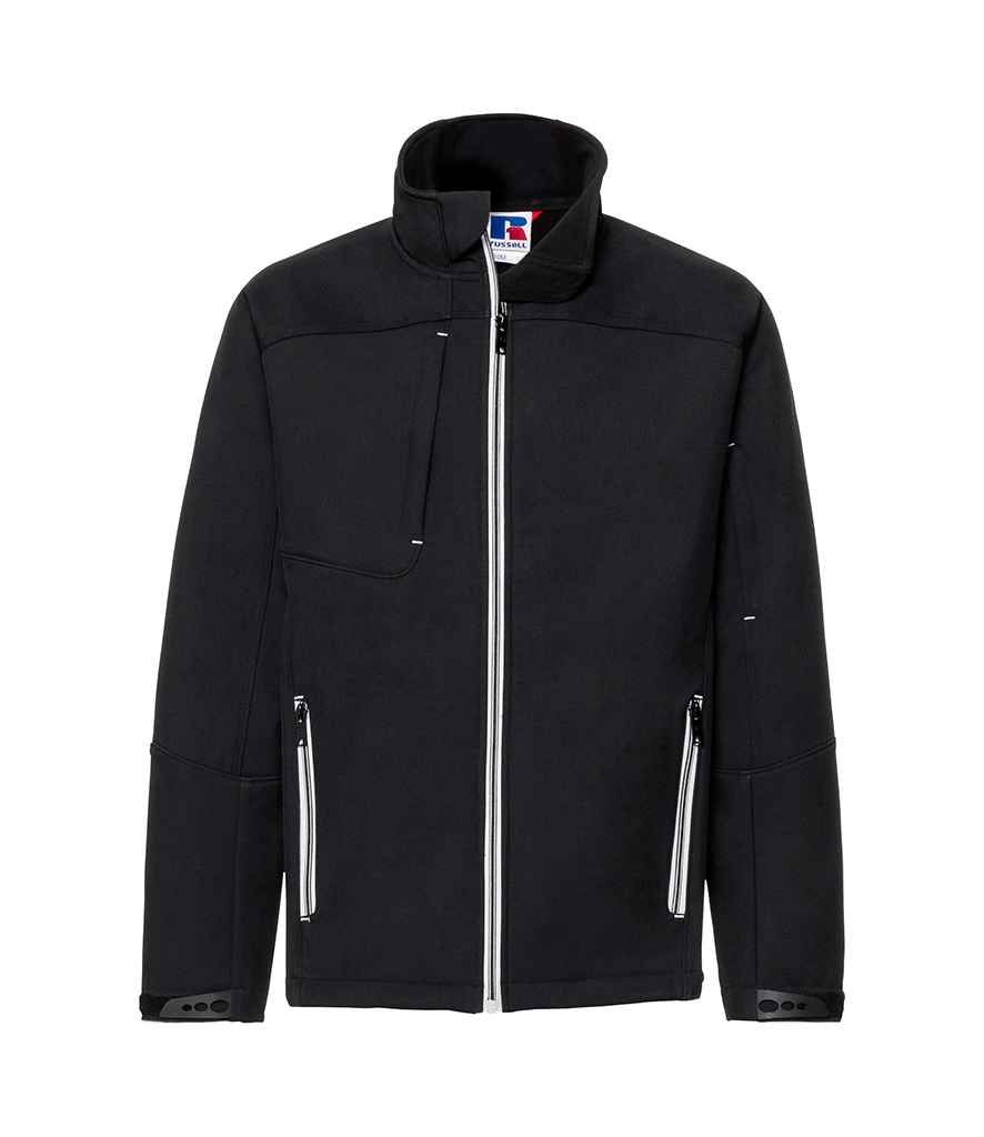 Russell Bionic Soft Shell Jacket in Black by Russell — Custom branded clothing by Print Press, featuring premium embroidery produced in our specialist print lab in the UK.