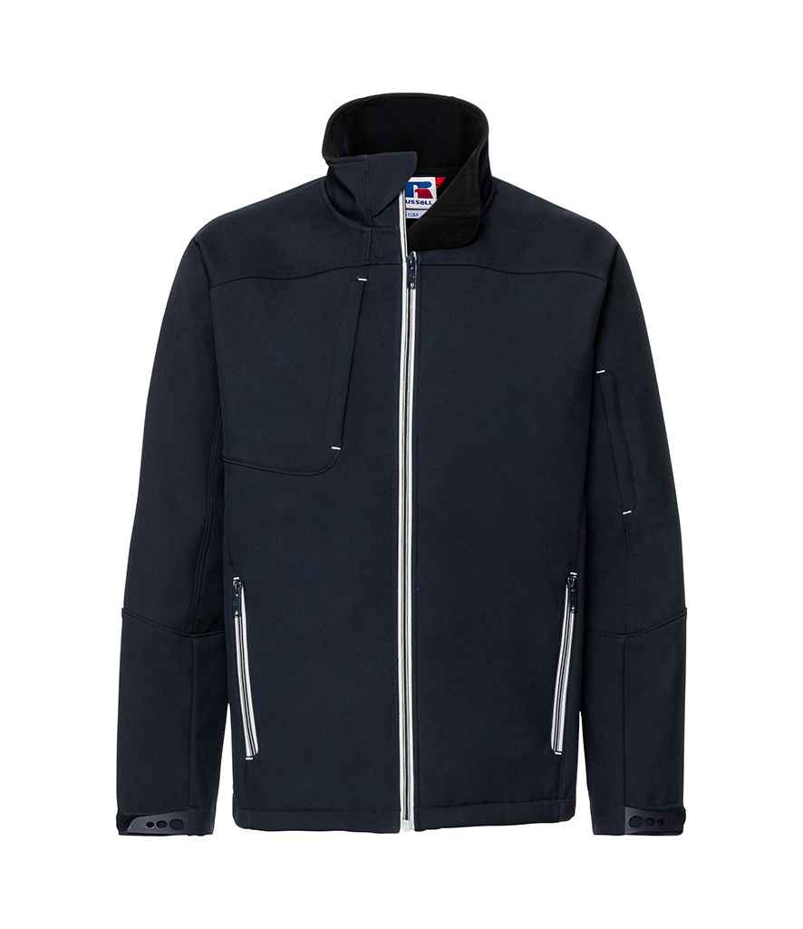 Russell Bionic Soft Shell Jacket in French Navy by Russell — Custom branded clothing by Print Press, featuring premium embroidery produced in our specialist print lab in the UK.