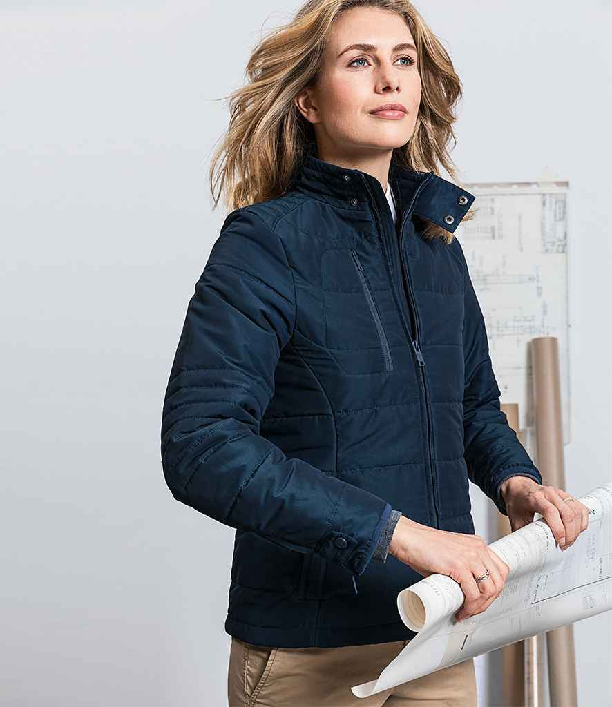 Russell Ladies Cross Padded Jacket in by Russell — Custom branded clothing by Print Press, featuring premium embroidery produced in our specialist print lab in the UK.