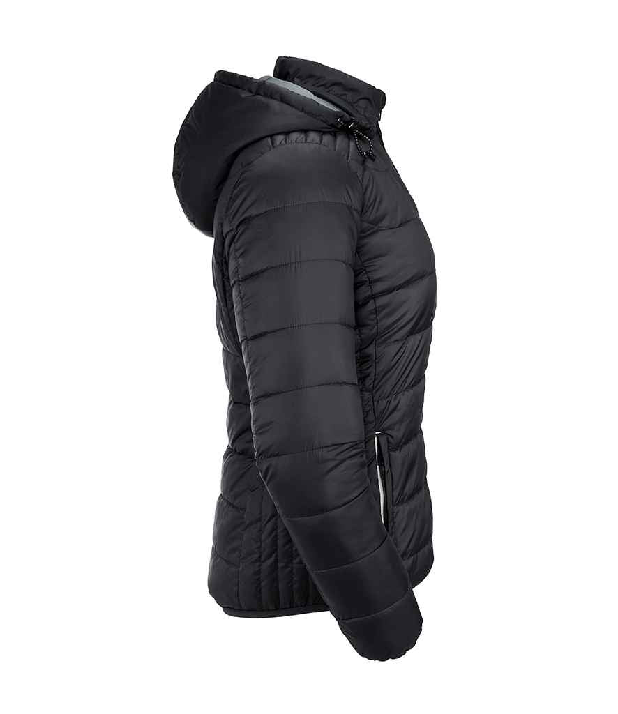 Russell Ladies Hooded Nano Padded Jacket in by Russell — Custom branded clothing by Print Press, featuring premium embroidery produced in our specialist print lab in the UK.