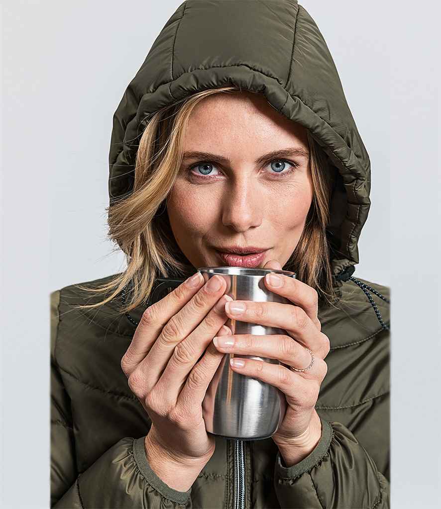 Russell Ladies Hooded Nano Padded Jacket in by Russell — Custom branded clothing by Print Press, featuring premium embroidery produced in our specialist print lab in the UK.