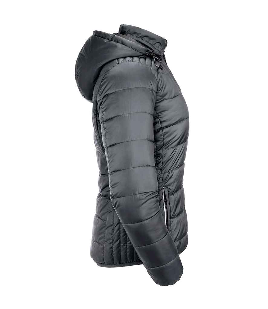 Russell Ladies Hooded Nano Padded Jacket in by Russell — Custom branded clothing by Print Press, featuring premium embroidery produced in our specialist print lab in the UK.