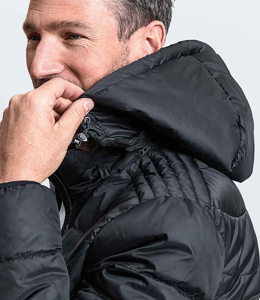 Russell Hooded Nano Padded Jacket in by Russell — Custom branded clothing by Print Press, featuring premium embroidery produced in our specialist print lab in the UK.