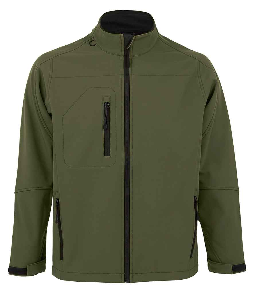 SOL'S Relax Soft Shell Jacket in Army by SOL'S — Custom branded clothing by Print Press, featuring premium embroidery produced in our specialist print lab in the UK.
