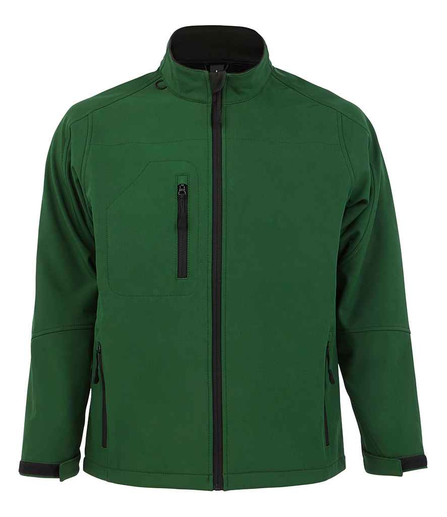 SOL'S Relax Soft Shell Jacket in Bottle Green by SOL'S — Custom branded clothing by Print Press, featuring premium embroidery produced in our specialist print lab in the UK.