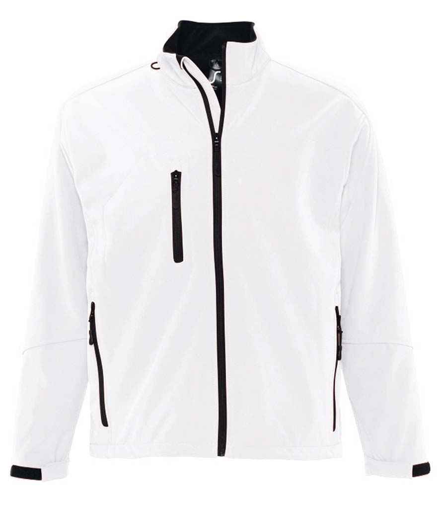 SOL'S Relax Soft Shell Jacket in White by SOL'S — Custom branded clothing by Print Press, featuring premium embroidery produced in our specialist print lab in the UK.