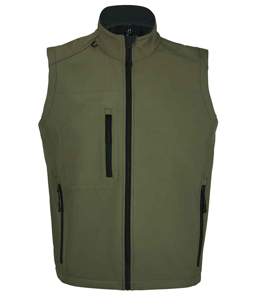 SOL'S Rallye Soft Shell Bodywarmer in Army by SOL'S — Custom branded clothing by Print Press, featuring premium embroidery produced in our specialist print lab in the UK.