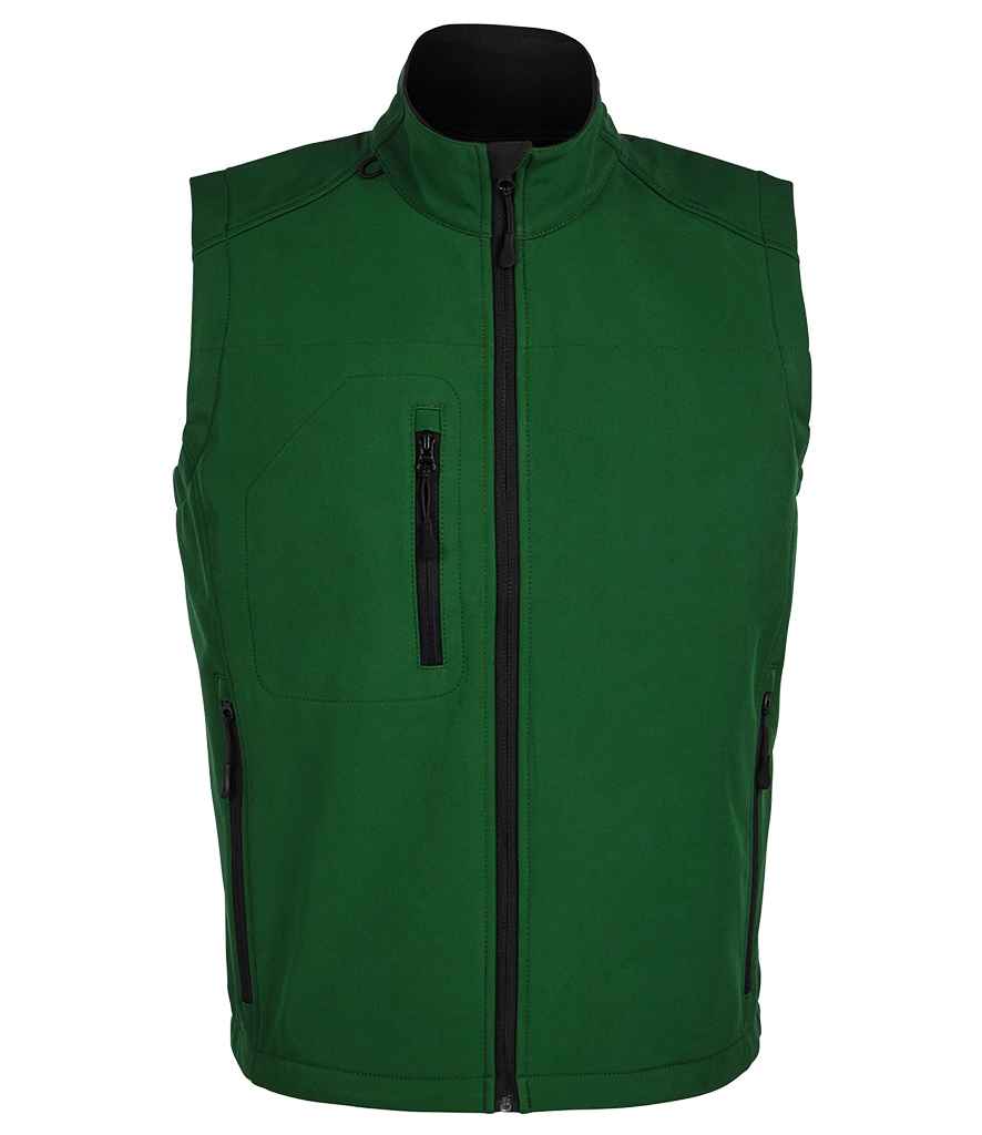 SOL'S Rallye Soft Shell Bodywarmer in Bottle Green by SOL'S — Custom branded clothing by Print Press, featuring premium embroidery produced in our specialist print lab in the UK.