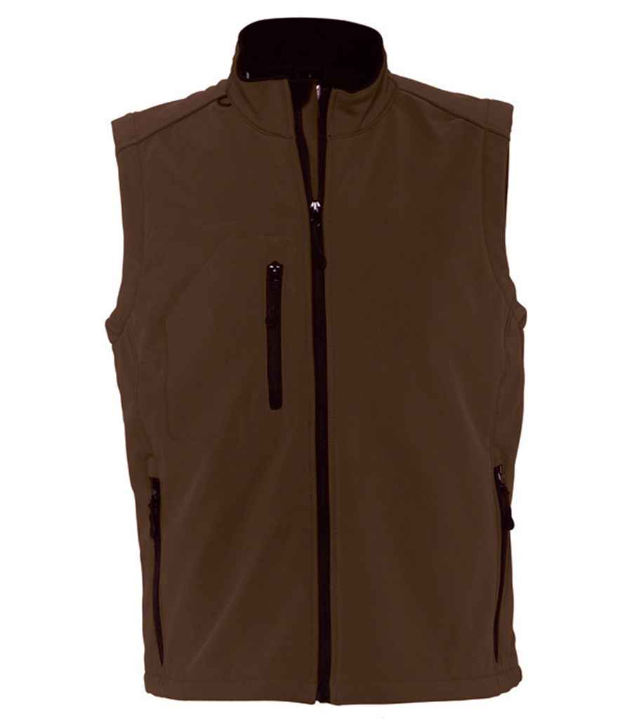 SOL'S Rallye Soft Shell Bodywarmer in Dark Chocolate by SOL'S — Custom branded clothing by Print Press, featuring premium embroidery produced in our specialist print lab in the UK.