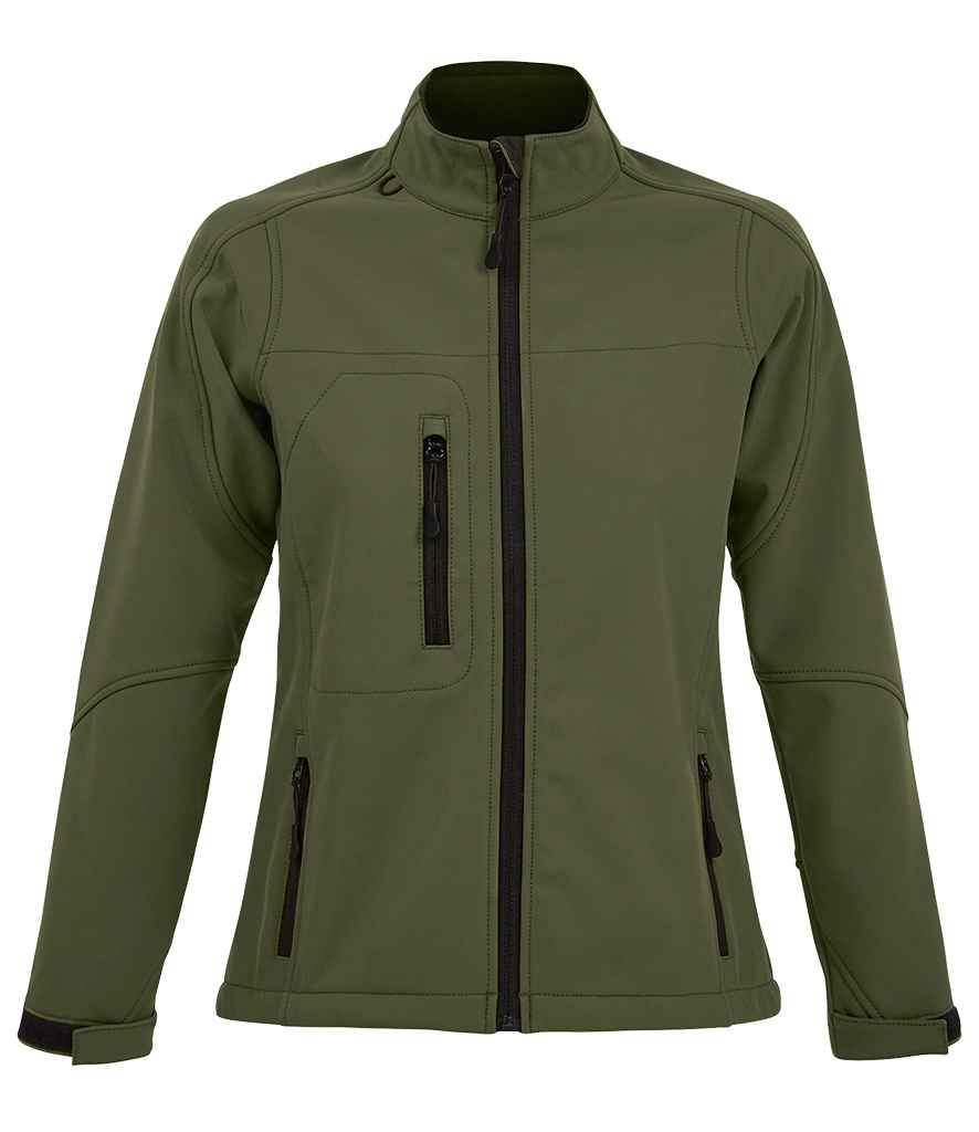 SOL'S Ladies Roxy Soft Shell Jacket in Army by SOL'S — Custom branded clothing by Print Press, featuring premium embroidery produced in our specialist print lab in the UK.