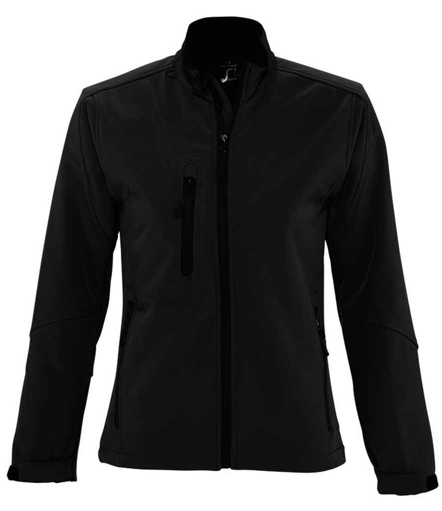 SOL'S Ladies Roxy Soft Shell Jacket in Black by SOL'S — Custom branded clothing by Print Press, featuring premium embroidery produced in our specialist print lab in the UK.
