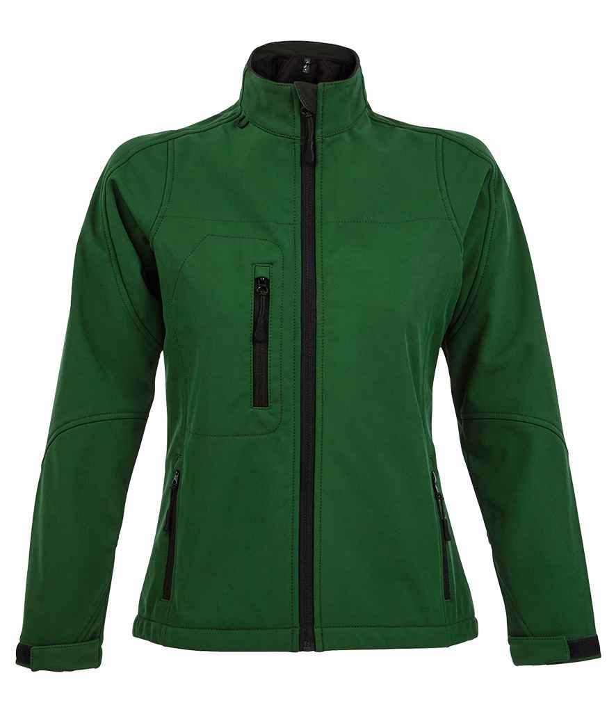 SOL'S Ladies Roxy Soft Shell Jacket in Bottle Green by SOL'S — Custom branded clothing by Print Press, featuring premium embroidery produced in our specialist print lab in the UK.