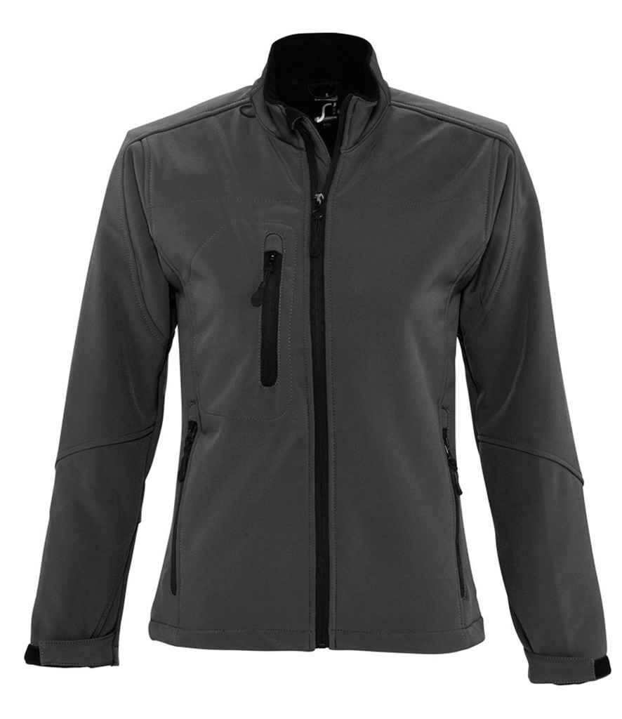 SOL'S Ladies Roxy Soft Shell Jacket in Charcoal by SOL'S — Custom branded clothing by Print Press, featuring premium embroidery produced in our specialist print lab in the UK.