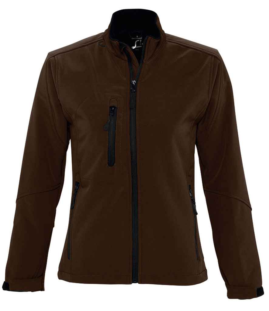 SOL'S Ladies Roxy Soft Shell Jacket in Dark Chocolate by SOL'S — Custom branded clothing by Print Press, featuring premium embroidery produced in our specialist print lab in the UK.